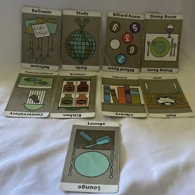Vintage 1960 Clue Board Game Replacement Room Cards Complete 9 Cards *read - Image 1 of 4