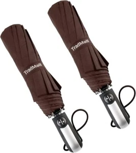 TradMall 2 Pack Travel Umbrella Windproof 46/56 Inches Large 56 Inches, Brown - Picture 1 of 7