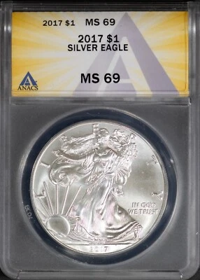 2017 $1 Silver American Eagle MS 69 ANACS # 7668869 + Bonus - Image 1 of 2