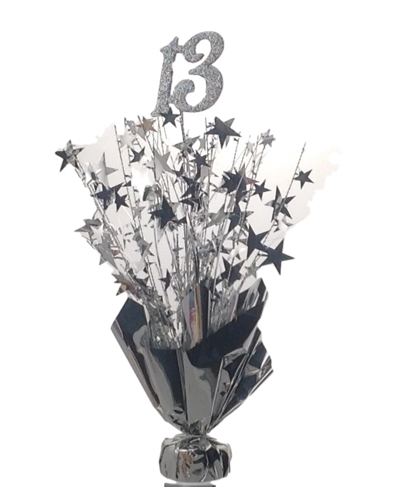 2 Pesas Globo Plata Metálica 13 Aniversario o Cumpleaños 15" Alto Foto 1 de 1