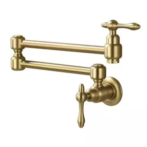 FLG Contemporary 2-Handle Wall-Mounted Pot Filler in Brushed Gold SS-0179-BG - Picture 1 of 1