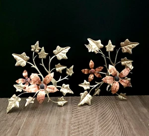 2 Home Interiors Floral Wall Decor Branches Copper Brass Hanging MCM - Picture 1 of 7