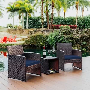 3-Piece Wicker Patio Bistro Set - Picture 1 of 9