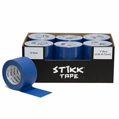 12 Roll Case Of 3" x 60 yards (72mm x 55m) STIKK Blue Painters Masking Tape