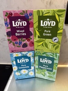 4 Loyd Teebeutel Packung x 40 = 160 grüne Kamille Pfefferminze gemischte Beeren - Bild 1 von 7