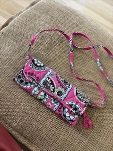 Vera Bradley Cupcake Pink Crossbody Wallet Coin Purse Strap Magnetic 9"x4" - Picture 1 of 9