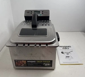 Waring Pro Professional Deep Fryer DF280 3 Baskets Lid and Handles Digital 4qt - Picture 1 of 11
