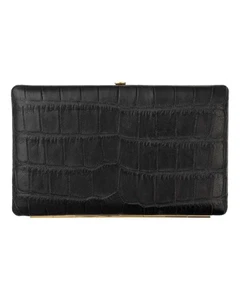 Abas Black Alligator Skin Framed Clasp Card Holder Wallet - Picture 1 of 5