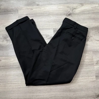 Studios Bill Blass Mens Black Pleated Dress Pants Cuffed Size 36x32 - Image 1 of 4