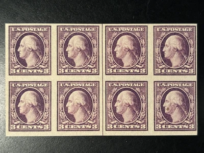 US Scott #483 MINT NH Block of 8! 3c Violet Washington, 1916 type I SEE IMAGES! - Image 1 of 4