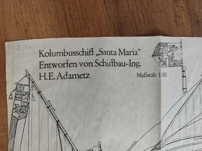Ship Plans – Santa Maria by H. E. Adametz, Scale 1:50, 11 Sheets A1, German Text - Bild 1 von 4