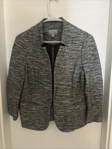Damen PURE Collection Baumwollmischung Blazer Größe 6 Schwarz Weiß Grau 3/4 Arm - Bild 1 von 6