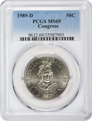1989-D Congress Commemorative Half Dollar MS69 PCGS - Image 1 of 2