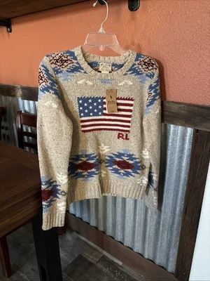 Ralph  Lauren American Flag Sweater Size Medium With Tags - Image 1 of 3