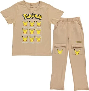 Pokemon Boys Pikachu Adaptive T-Shirt & Cargo Sweatpants X-Small, Mustard - Picture 1 of 8