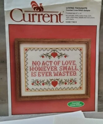 Vintage 1983 Current Counted Cross Stitch Kit Sampler Loving Thoughts Complete - Image 1 of 3