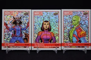 2021-22 Upper Deck Marvel Annual Rocket/Drax/Mantis Silver Sparkle (lote de 3 cartas) - Imagen 1 de 2