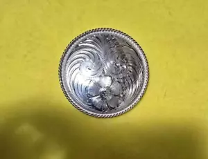 2-3/4" Round Silver Rope Edge Concho for Breast Collar - Sterling Overlay - Picture 1 of 2