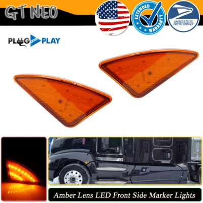 Fit for Kenworth T660 Amber Lens LED Corner Lamps Side Marker Turn Signal Lights - Image 1 of 4