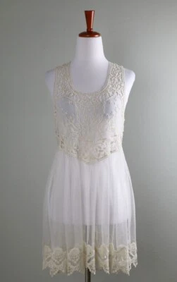 ALICE + OLIVIA $220 слоновой кости крючком кружева чистый сетки туника Майка размер 2 - Изображение 1 из 4