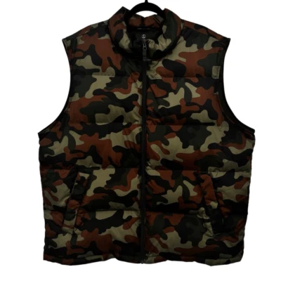 Lands End Full Zip Down Puffer Vest Green Camo Mens XXL 50-52 - Image 1 of 4