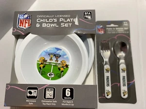 NFL Green Bay Packers-Child’s Plate Bowl Fork Spoon Set-Licensed-New In Box - Picture 1 of 2