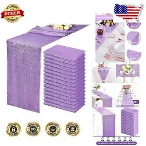 Lavender Sequin Table Runner 15 Pack - 12" x 72" for Weddings and Parties - Picture 1 of 11