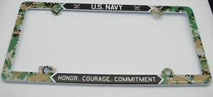 Licensed U.S. NAVY CAR LICENSE FRAME. UNITED STATES NAVY CAR LICENSE FRAME - Picture 1 of 12