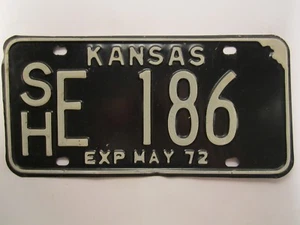 LICENSE PLATE Car Tag 1972 KANSAS SH E 186 [Z278] - Picture 1 of 1