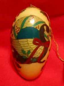 De colección 1989 Huevo de Ganso Real Adorno de Navidad Decorado a Mano Pintado Mr. Grady - Imagen 1 de 6