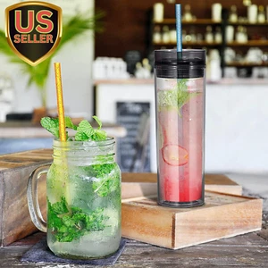 12-Pack Glitter Reusable Colorful Plastic Straws, 11 Inches Clear Bpa-Free Un... - Picture 1 of 7