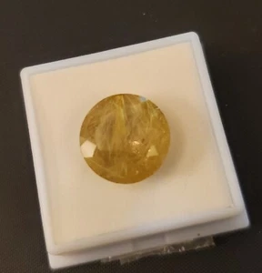 New In Box Rutilated Quartz Gemstone 10.10Ct 16mm Round - Picture 1 of 3