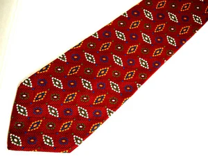 Paul Fredrick Mens Necktie Tie Red Orange Green Blue White Geometric 57" - Picture 1 of 4