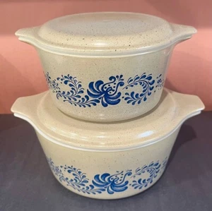 Vintage 1976 Pyrex HOMESTEAD Pattern CINDERELLA CASSEROLE DISHES Matching Lids - Picture 1 of 5