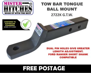 TOWBAR TONGUE BALL MOUNT HITCH 2" DROP OR 3/4" RISE - TOW BAR 4WD TRAILER - Picture 1 of 4