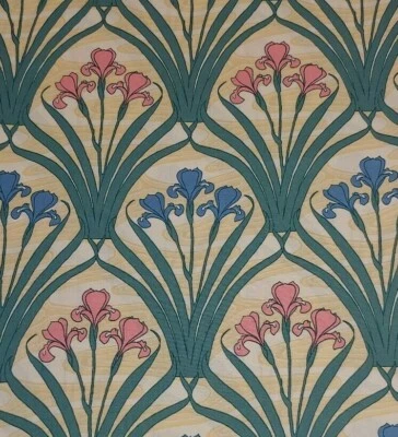 Irises ART NOUVEAU Fabric TIMELESS TREASURES Quilters Cotton BY THE YARD - Image 1 of 3
