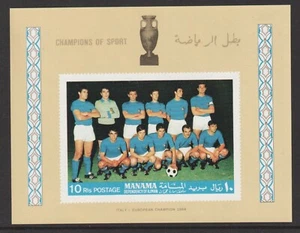 1968 Manama - Football Top Players, Mini Sheet - Mi-Block A10B - Imperf.  MNH - Bild 1 von 1
