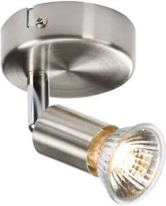 SILVER BRUSHED CHROME WALL / CEILING SPOT LIGHT SPOTLIGHT FITTING GU10 50W - Picture 1 of 2