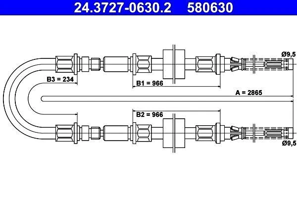 Cable de freno de estacionamiento ATE para Ford Transit 6166969 Foto 1 de 1
