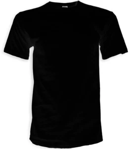 Mens 100% Cotton Thick Casual T-Shirt Black Short Sleeve Tee Crew Neck V-Neck - Picture 1 of 1