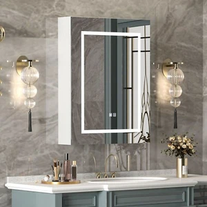 24" x 30" LED Medicine Cabinet with Light Wall Mounted Mirror Cabinet Storage - Picture 1 of 11