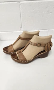 Ariat Women's Shamilar Leather T-Strap Wedge Comfort Sandals, Size 7B, Tan Color - Picture 1 of 11