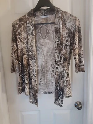 Chaqueta Peter Nygard Estampado Serpiente Mezcla de Poli Mangas 3/4 Cuello Chal Talla M Foto 1 de 4