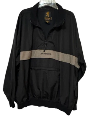 Browning Pullover Cortavientos XL Negro/Caqui 1/4 Cremallera Frontal Bolsa Bolsillo Foto 1 de 4