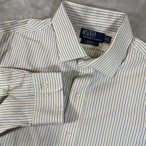 Polo Ralph Lauren Shirt Mens 17.5 32/33 Regent Custom Fit Stripe Button Up - Picture 1 of 7