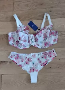 Sujetador y Pantias Fantasie 9442 38DDD Floral Hiedra 4 Partes Taza Balcón Sin Forrar UW Nuevo Sin Etiquetas - Imagen 1 de 2