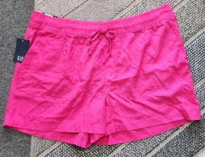 Shorts feminino Gap novo com etiquetas mistura de linho puxar cordão praia, 2XL, roxo beterraba - Imagem 1 de 4