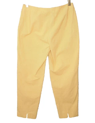 Piazza Sempione Audrey Pants Side Zipper Flat Front Yellow Plaid Cropped 30x25 - Image 1 of 4