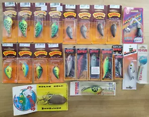 22x VINTAGE new in package lures lot, Bomber, Rattlin Rapala, Scrum Frog - Picture 1 of 7