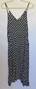 LILBETTER Damen Kleid Größe M schwarz weiß gepunktet High Low Sommerkleid mit Schärpe - Bild 1 von 8